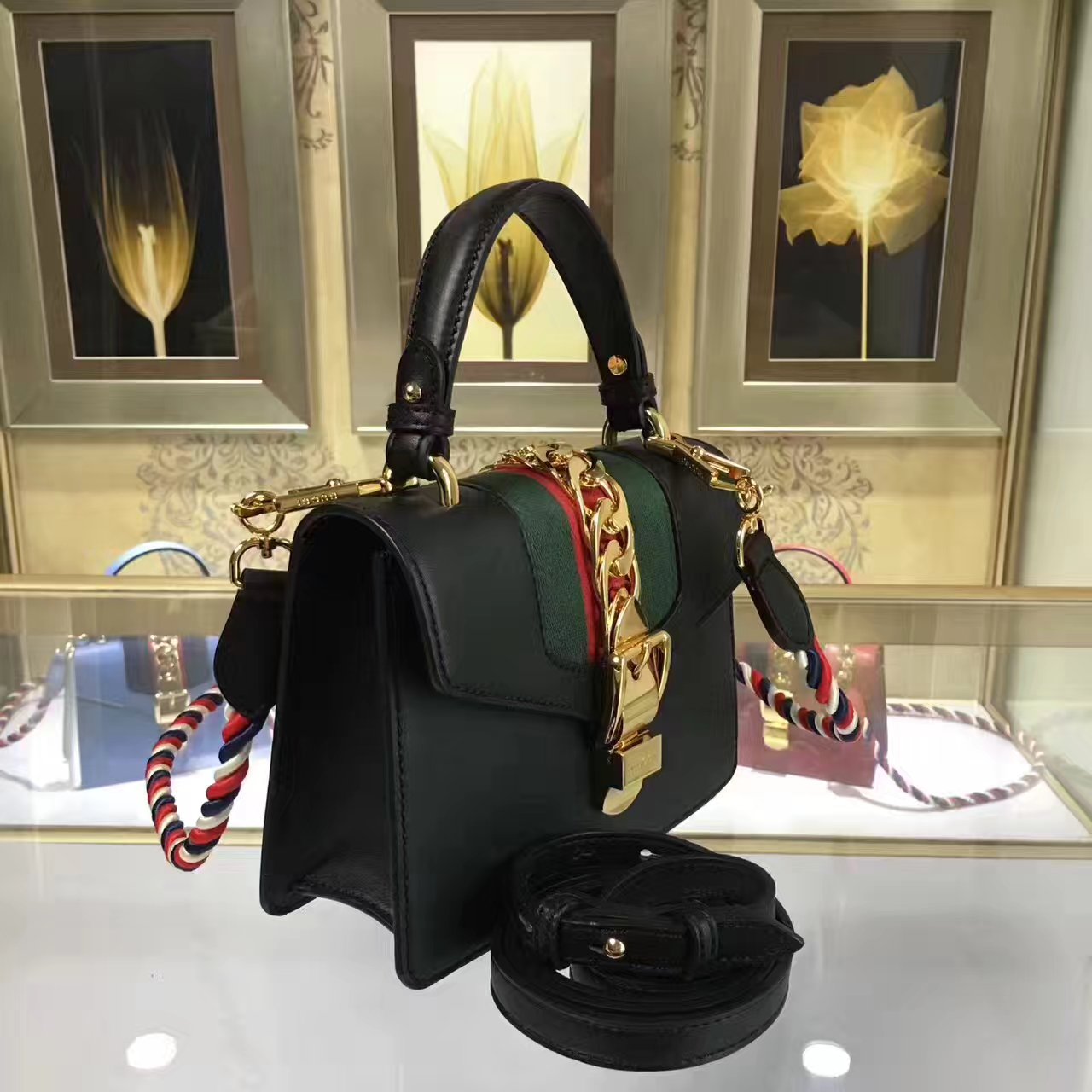 Gucci Sylvie leather mini bag, 470270, 8"W x 5.5"H x 3"D
