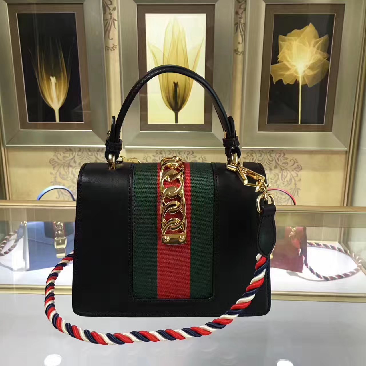 Gucci Sylvie leather mini bag, 470270, 8"W x 5.5"H x 3"D