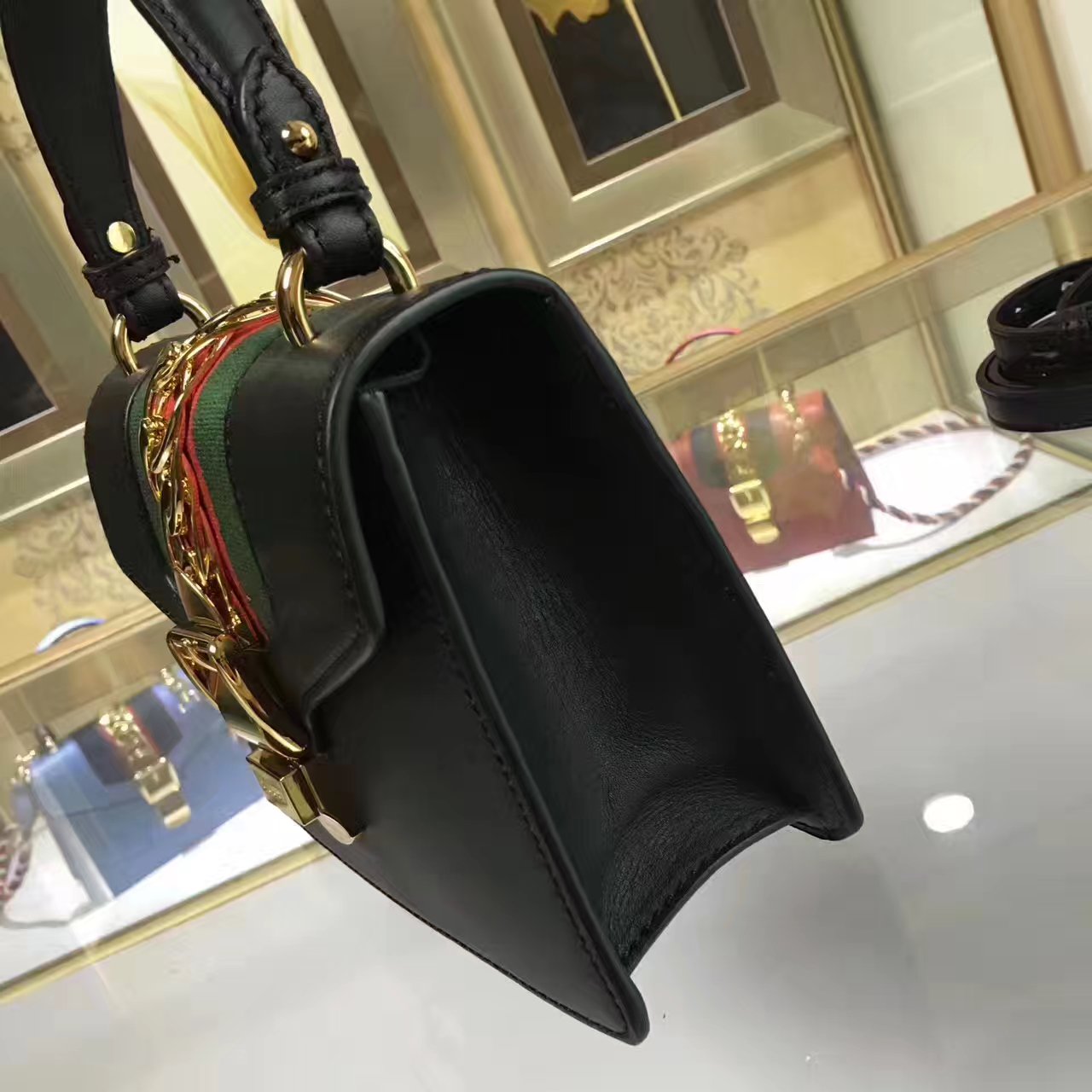 Gucci Sylvie leather mini bag, 470270, 8"W x 5.5"H x 3"D