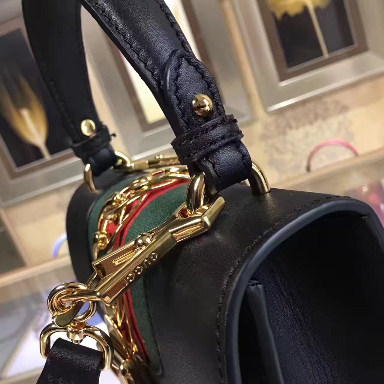 Gucci Sylvie leather mini bag, 470270, 8"W x 5.5"H x 3"D