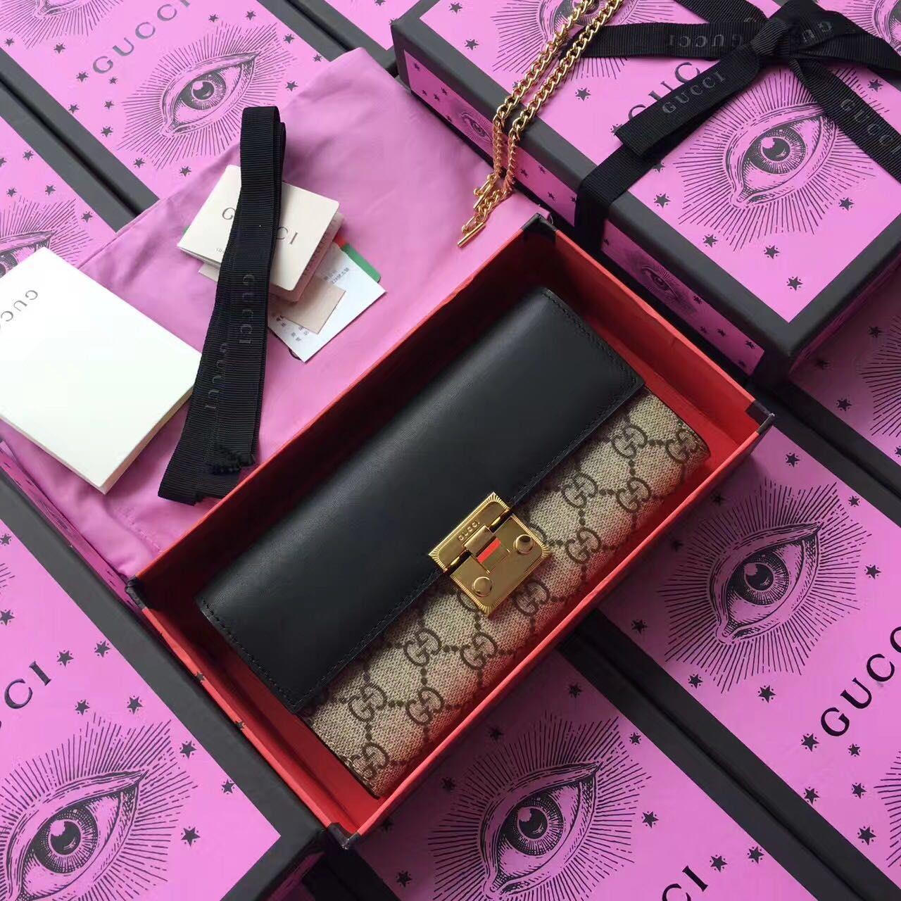 Gucci Padlock continental wallet, 453506, 7.5"W x 4"H x 1.5"D