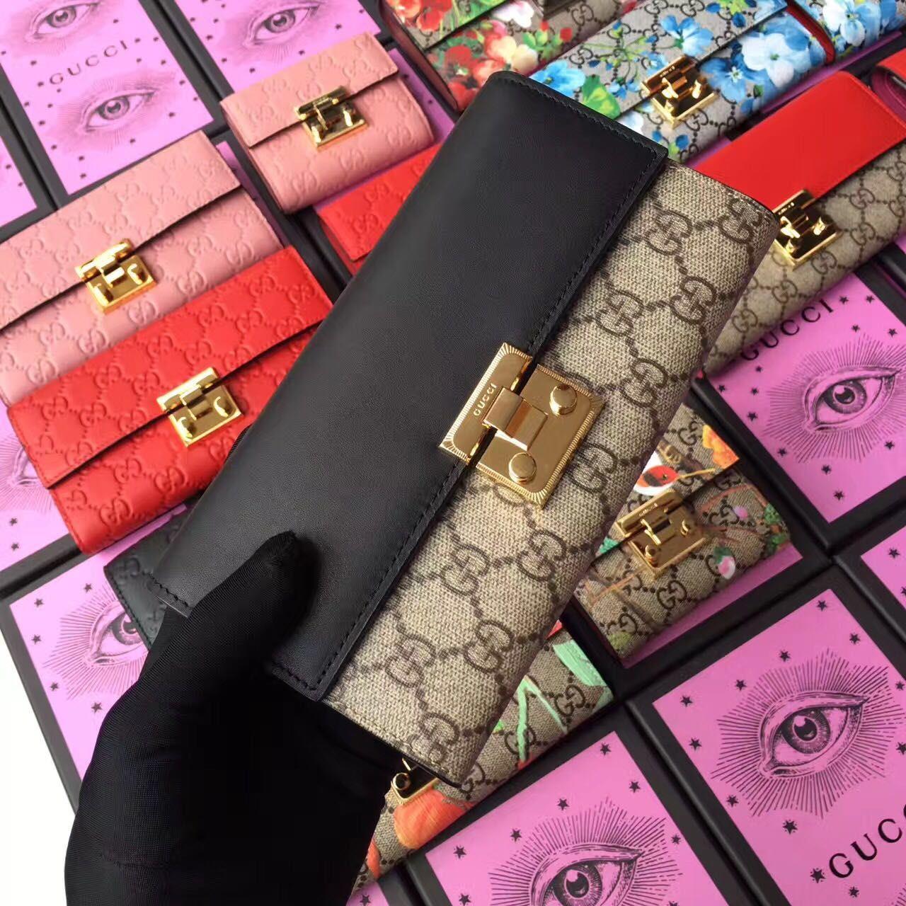 Gucci Padlock continental wallet, 453506, 7.5"W x 4"H x 1.5"D