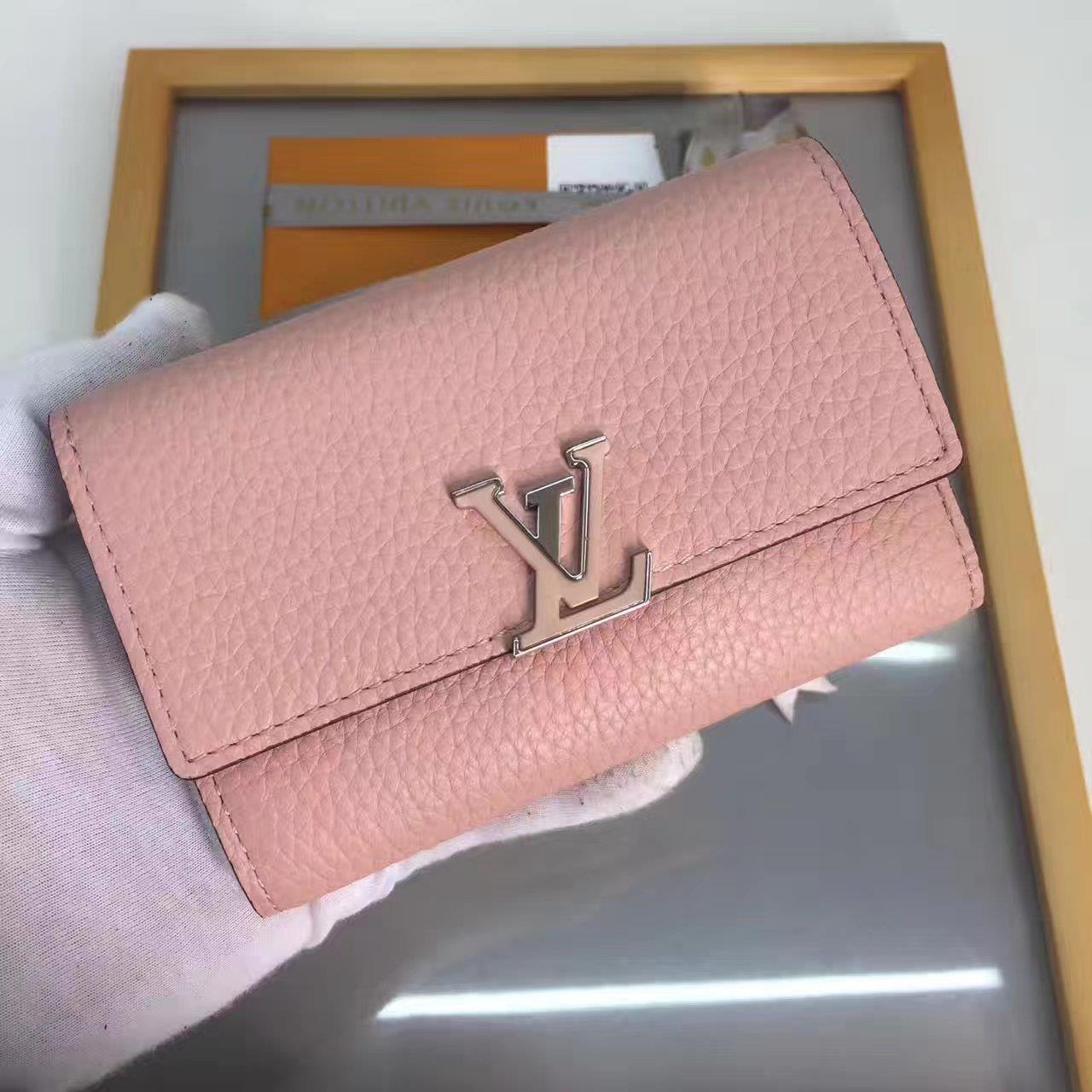 Louis Vuitton LV, M62156, CAPUCINE COMPACT WALLET, 5.3 x 3.7 x 0.6 inches